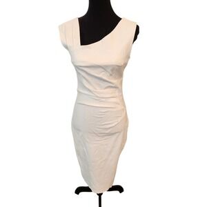 Muxxn White Sleeveless Asymmetric Bodycon Dress - Size Medium